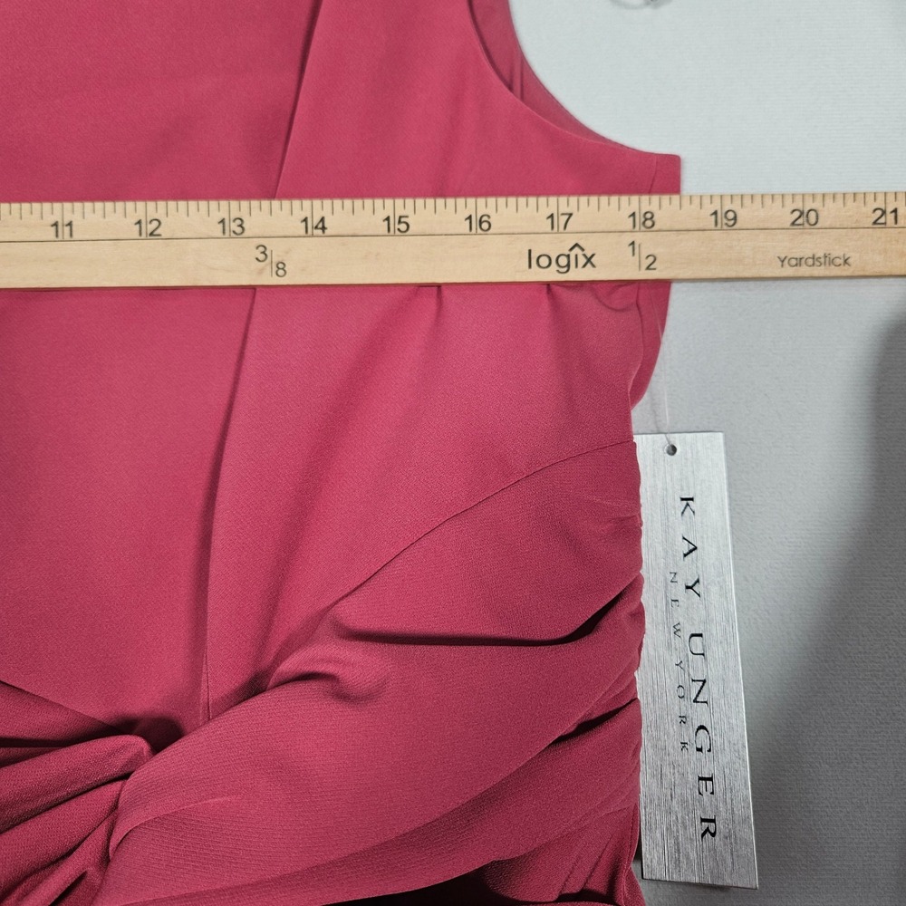 NWT Kay Unger Sabina Dress 16 Berry Sorbet Twisted Midi Sheath Formal Wedding - Picture 6 of 16